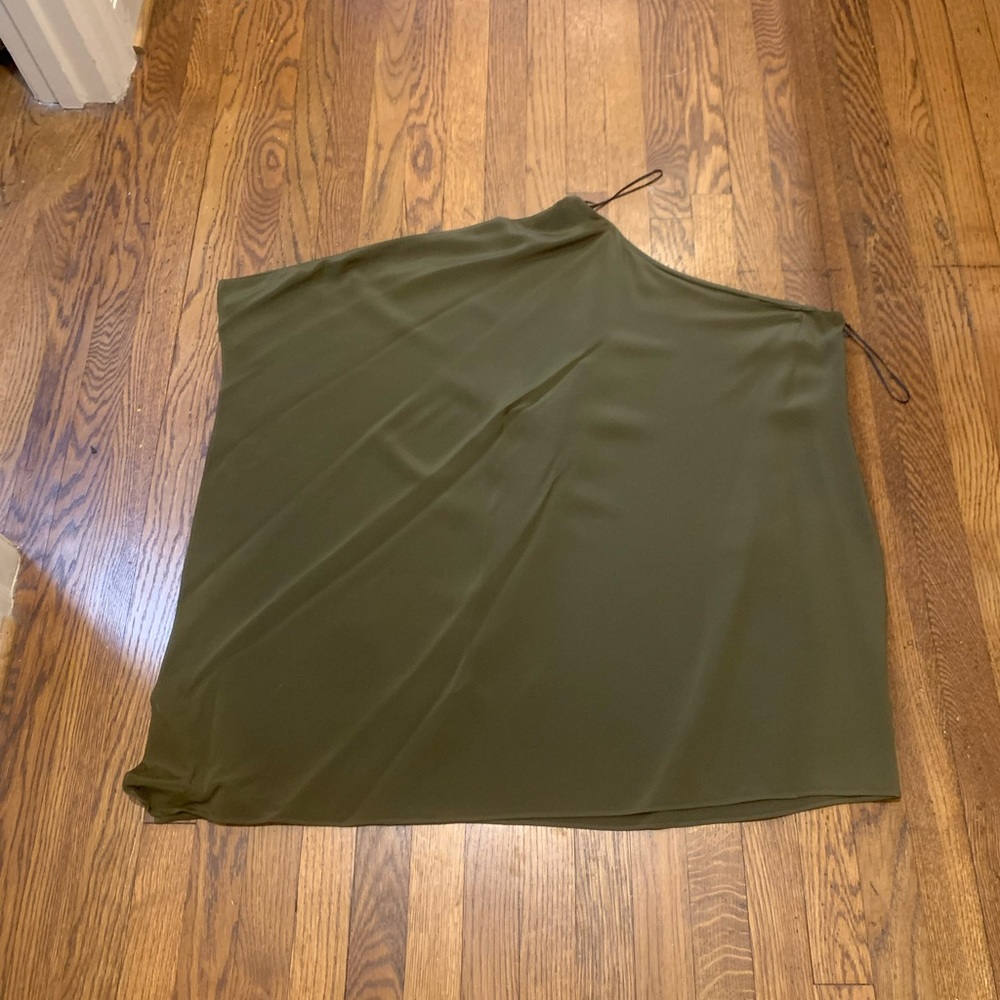 Hunter green Jay Godfrey silk one shoulder dress size 6.